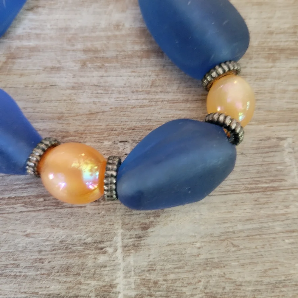 Glass bracelet blue and orange - Picture 4 of 4